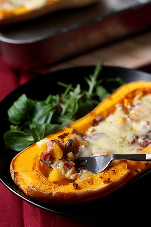 Recette De Courge Butternut Rôtie Au Four Aux Oignons Lardons Et Beaufort 